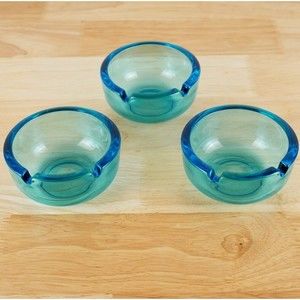Hazel Atlas Capri Blue Round 2 Notch Ashtray Lot QTY 3